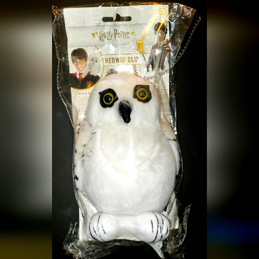 NEW Harry Potter Pince - Hedwig Owl! Appr. 7-8" inch. White Spotted Owl. Clip-On